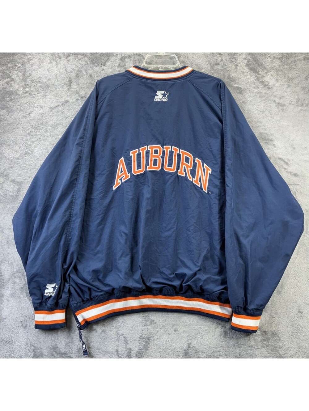 VTG Starter Auburn Tigers War Eagle Windbreaker Jacket 2XL Blue Orange 90s Y2K - Picture 2 of 9
